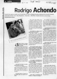 Rodrigo Achondo  [artículo] Sebastián Montalva Wainer