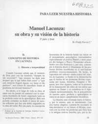 Manuel Lacunza, su obra y su visión de la historia  [artículo] Freddy Parra C.
