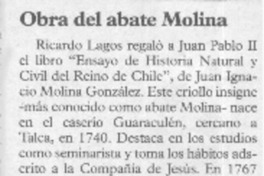 Obra de abate Molina  [artículo] Pedro Godoy P.