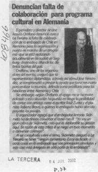 Denuncian falta de colaboración para programa cultural en Alemania  [artículo]