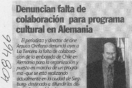 Denuncian falta de colaboración para programa cultural en Alemania  [artículo]
