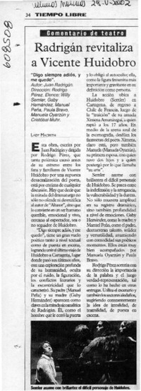 Radrigán revitaliza a Vicente Huidobro  [artículo] Lady Macbeth