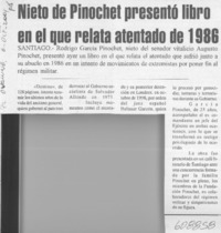 Nieto de Pinochet presentó libro en el que relata atentado de 1986