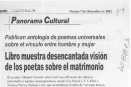 Libro muestra desencanda visión de los poetas sobre el matrimonio  [artículo]