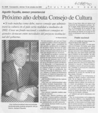 Próximo año debuta Consejo de Cultura  [artículo] Marcelo Sánchez