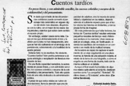 Cuentos tardíos  [artículo] Carolina Sandoval