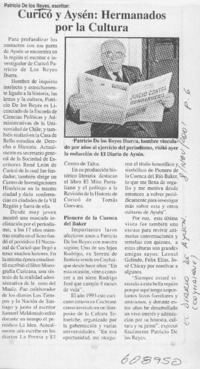 Curicó y Aysén, hermanados por la cultura  [artículo]