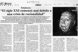 "El siglo XXI comenzó mal debido a una crisis de racionalidad"  [artículo]