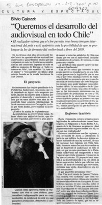 "Queremos el desarrollo del audiovisual en todo Chile"  [artículo]