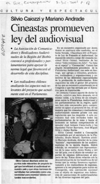 Cineastas promueven ley del audiovisual  [artículo]