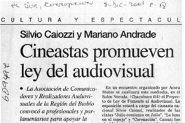 Cineastas promueven ley del audiovisual  [artículo]