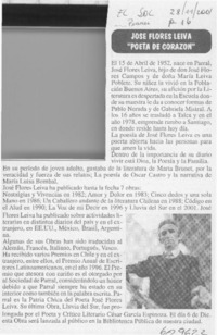 José Flores Leiva "Poeta de corazón"  [artículo]
