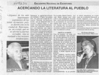 Acercando la literatura al pueblo  [artículo] Patricio Rodríguez