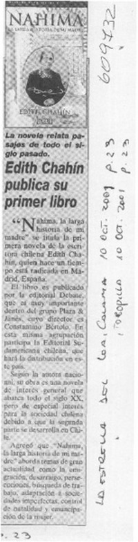 Edith Chahín publica su primer libro  [artículo]