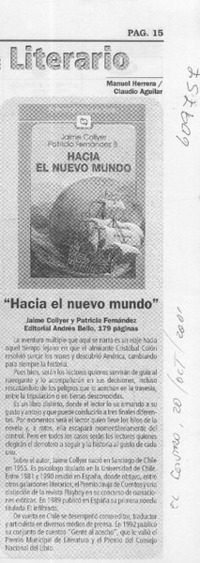 "Hacia el nuevo mundo"  [artículo] Manuel Herrera