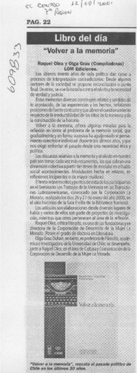 "Volver a la memoria"  [artículo]