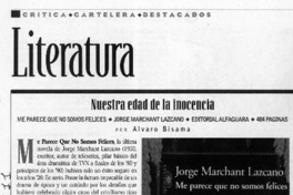 Nuestra edad de la inocencia  [artículo] Alvaro Bisama