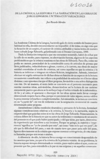 De la crónica, la historia y la narración en las obras de Jorge Edwards, un tema con variaciones  [artículo] José Ricardo Morales