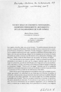 Yo soy sólo un cronista verdadero, arriendo ferozmente, Movimiento de las salamandras de Naín Nómez