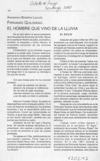 El hombre que vino de la lluvia  [artículo] Annamaría Barbera Laguzzi