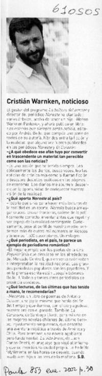 Cristián Warnken, noticioso  [artículo] S. B.