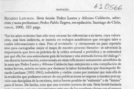 Varia lección  [artículo] Miguel Gómes