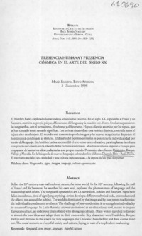 Presencia humana y presencia cósmica en el arte del siglo XX  [artículo] María Eugenia Brito Astrosa