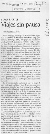 Viajes sin pausa  [artículo] Hernán Poblete Varas