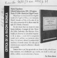 Crítica de la razón irónica  [artículo] Paz María Aburto