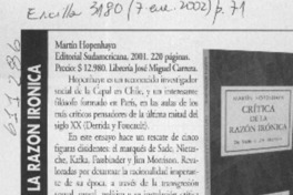 Crítica de la razón irónica  [artículo] Paz María Aburto