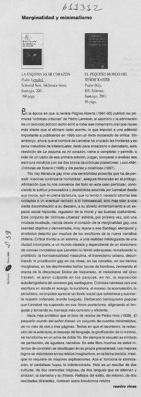 Marginalidad y minimalismo  [artículo] Ramiro Rivas