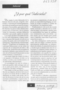 ¿Y por qué Gabriela?  [artículo]