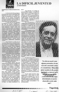 La difícil juventud  [artículo] Jaime Retamales