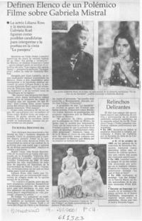 Definen elenco de un polémico filme sobre Gabriela Mistral  [artículo]