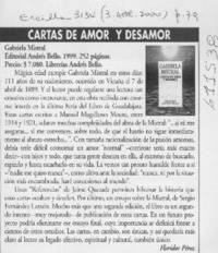 Cartas de amor y desamor  [artículo] Floridor Pérez