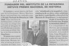Fundador del Instituto de la Patagonia obtuvo Premio Nacional de Historia  [artículo]