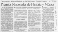 Premios Nacionales de Historia y Música  [artículo]