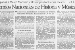 Premios Nacionales de Historia y Música  [artículo]