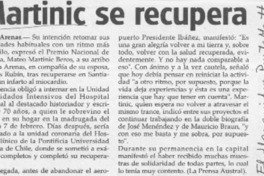Martinic se recupera  [artículo]
