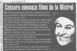Censura amenaza filme de la Mistral  [artículo]