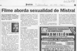 Filme aborda sexualidad de Mistral  [artículo]