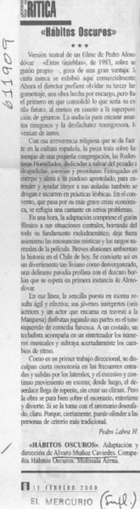 "Hábitos oscuros"  [artículo] Pedro Labra Herrera