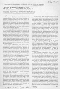 "Pedazos enteros" poesía mayor de sensible sencillez  [artículo] Antonio Campaña