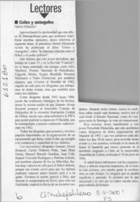 Goles y autogoles  [artículo] Patricio Vildosola F.