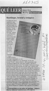 Santiago, brutal y mágico  [artículo] Willy Haltenhoff