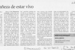 La extrañeza de estar vivo  [artículo] C. García Huidobro McA