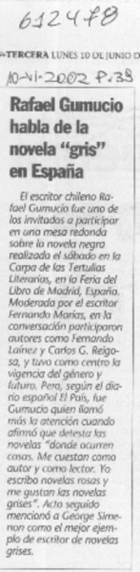 Rafael Gumucio habla de la novela "gris" en España  [artículo]