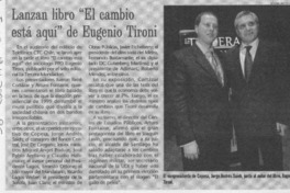 Lanzan libro "El cambio está aquí" de Eugenio Tironi  [artículo]