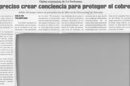 Es preciso crear conciencia para proteger el cobre  [artículo]