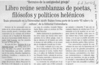 Libro reúne semblanzas de poetas, filósofos y políticos helénicos  [artículo]